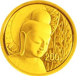 2010中國石窟藝術（雲岡）金銀紀念幣1-2盎司圓形金質紀念幣