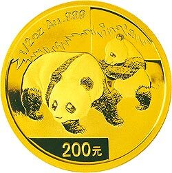 2008版熊貓金銀紀念幣1-2盎司圓形金質紀念幣