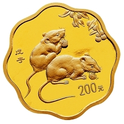 2008中國戊子（鼠）年1-2盎司梅花形紀念金幣