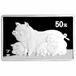 2007中國丁亥（豬）年金銀紀念幣5盎司長方形銀質紀念幣