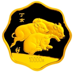 2007中國丁亥（豬）年金銀紀念幣1公斤梅花形金質紀念幣