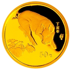 2007中國丁亥（豬）年金銀紀念幣1-10盎司圓形金質紀念幣