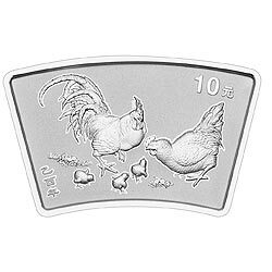 2005中國乙酉（雞）年金銀紀念幣1盎司扇形銀質紀念幣