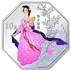 2003中國古典文學名著——《紅樓夢》彩色金銀紀念幣（第3組）1盎司八邊形銀質紀念幣C