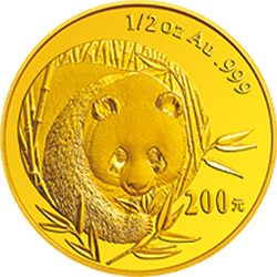 2003版熊貓貴金屬紀念幣1-2盎司圓形金質紀念幣