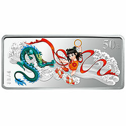 2002中國民間神話故事彩色金銀紀念幣(第2組)5盎司長方形彩色銀質紀念幣