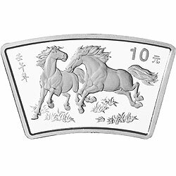 2002中國壬午（馬）年金銀紀念幣1盎司扇形銀質紀念幣
