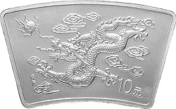 2000中國庚辰（龍）年金銀紀念幣1盎司扇形銀質紀念幣
