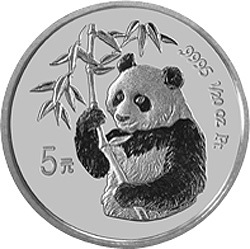 1995版熊貓金銀鉑及雙金屬紀念幣1-20盎司圓形鉑質紀念幣