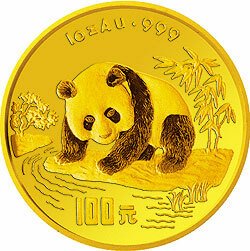 1995版熊貓金銀鉑及雙金屬紀念幣1盎司圓形金質紀念幣(P)