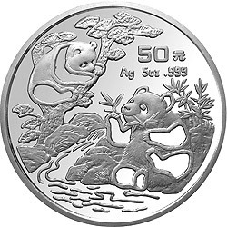 1994版熊貓金銀鉑及雙金屬紀念幣5盎司圓形銀質紀念幣