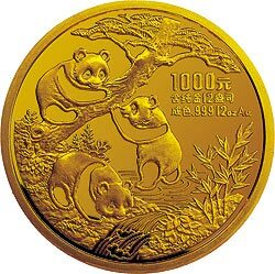 1990版熊貓金銀鉑紀念幣12盎司圓形金質紀念幣