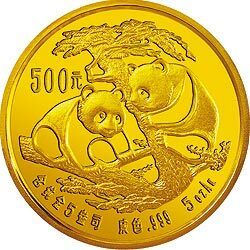 1988版熊貓金銀鉑紀念幣5盎司圓形金質紀念幣