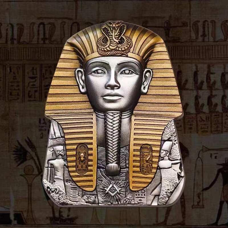 2022年紐埃2盎司北緯30度之謎古埃及圖坦卡蒙面具紀念銀幣