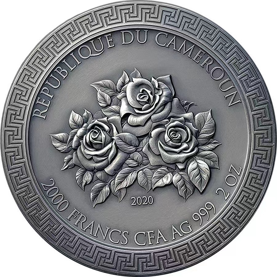 2020年喀麥隆2盎司美惠三女神仿古銀幣