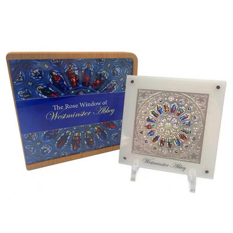 2021年所羅門群島15圓 倫敦西敏寺玫瑰花窗鑲嵌彩色玻璃精製150克銀幣