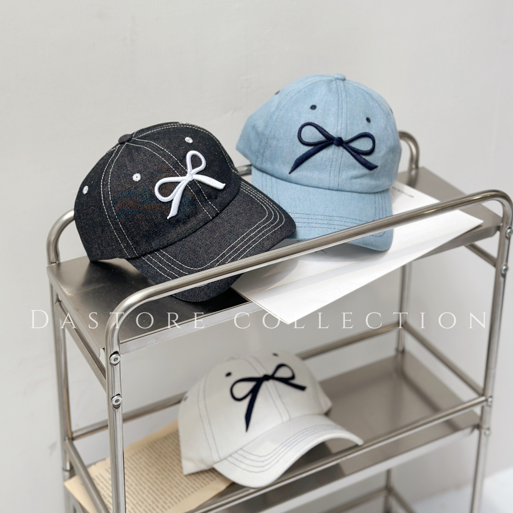 單寧車線蝴蝶結牛仔老帽/三色