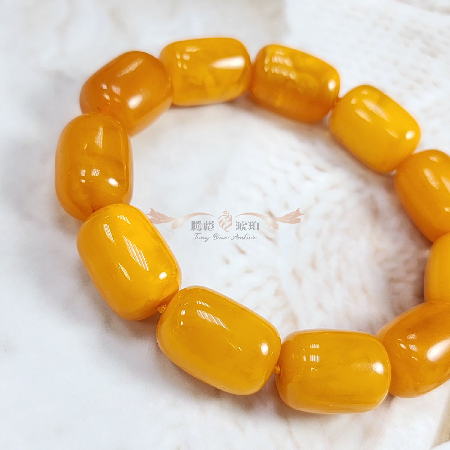 收藏款3A天然波羅的海正老金絞意境蜜蠟桶形手鍊 15-16+mm
