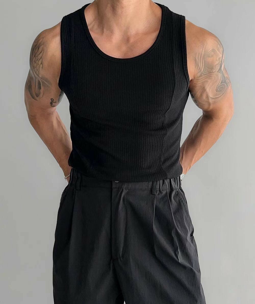 《K》螺紋重磅剪裁背心