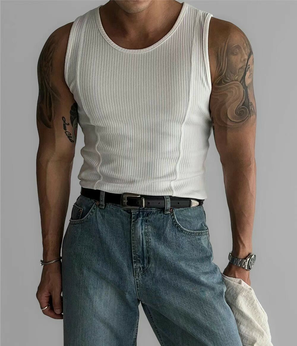 《K》螺紋重磅剪裁背心