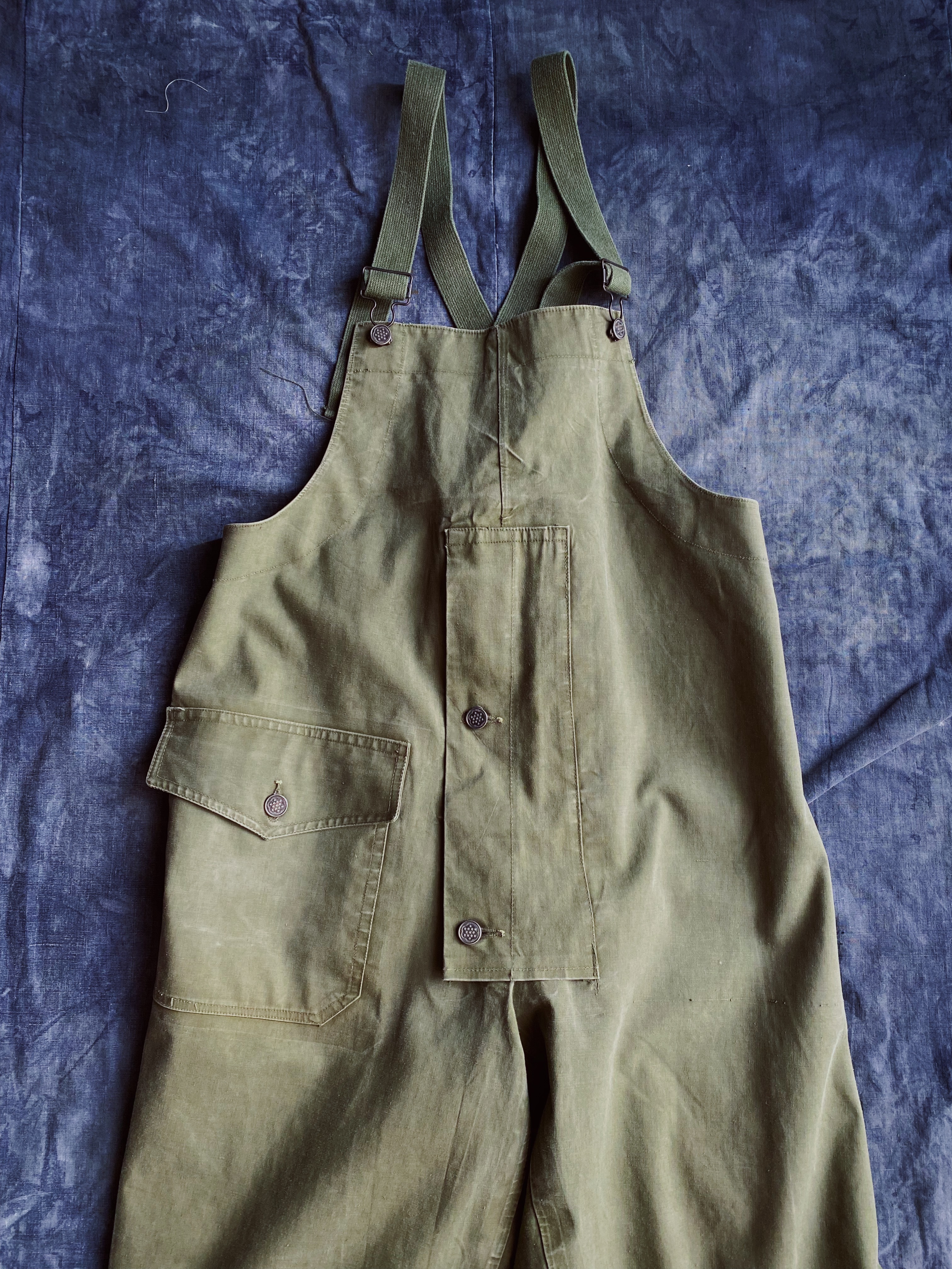 WWII 40s Vintage USN Rain bib pants / 40年代古著美國海軍甲板工作吊帶褲