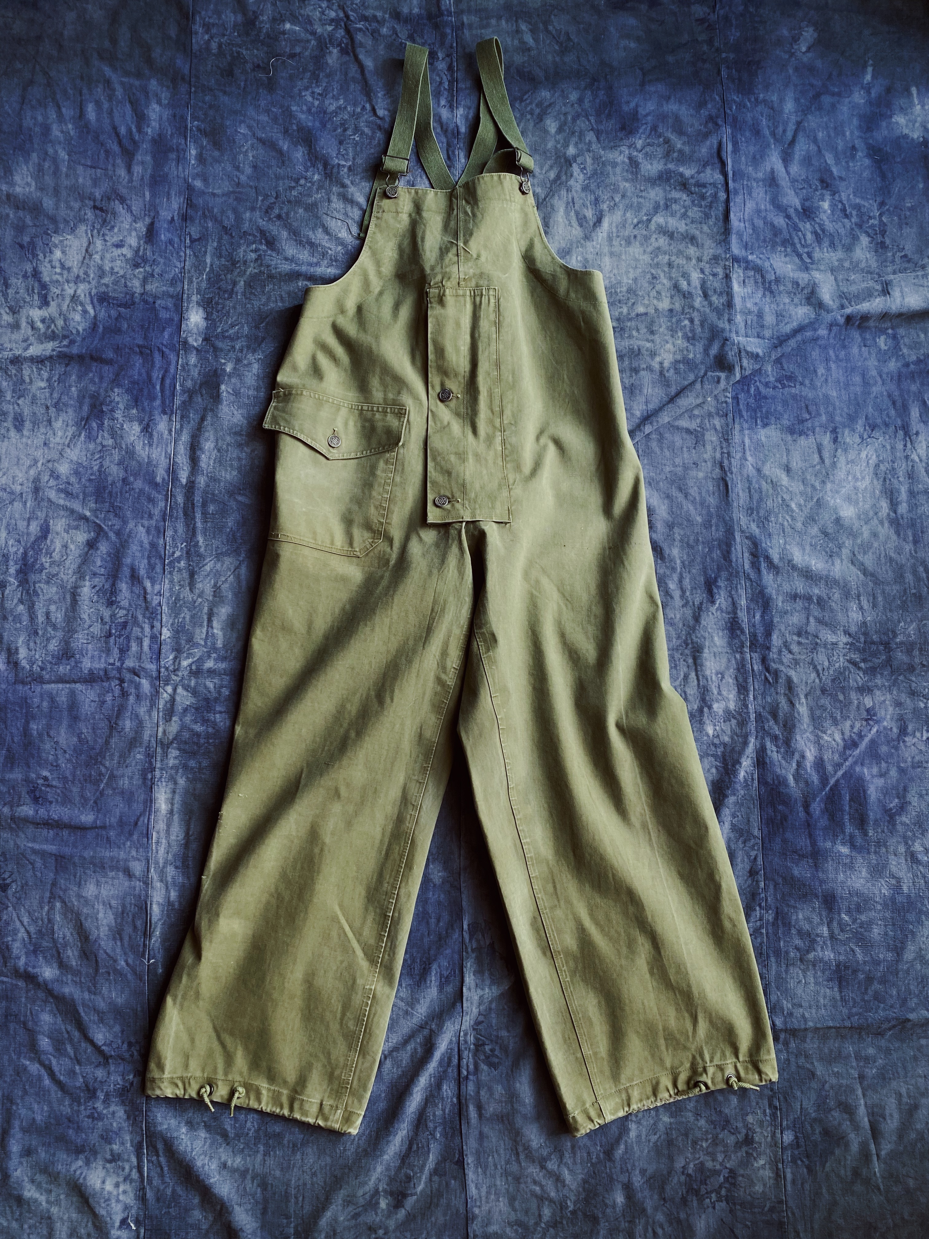 WWII 40s Vintage USN Rain bib pants / 40年代古著美國海軍甲板工作吊帶褲
