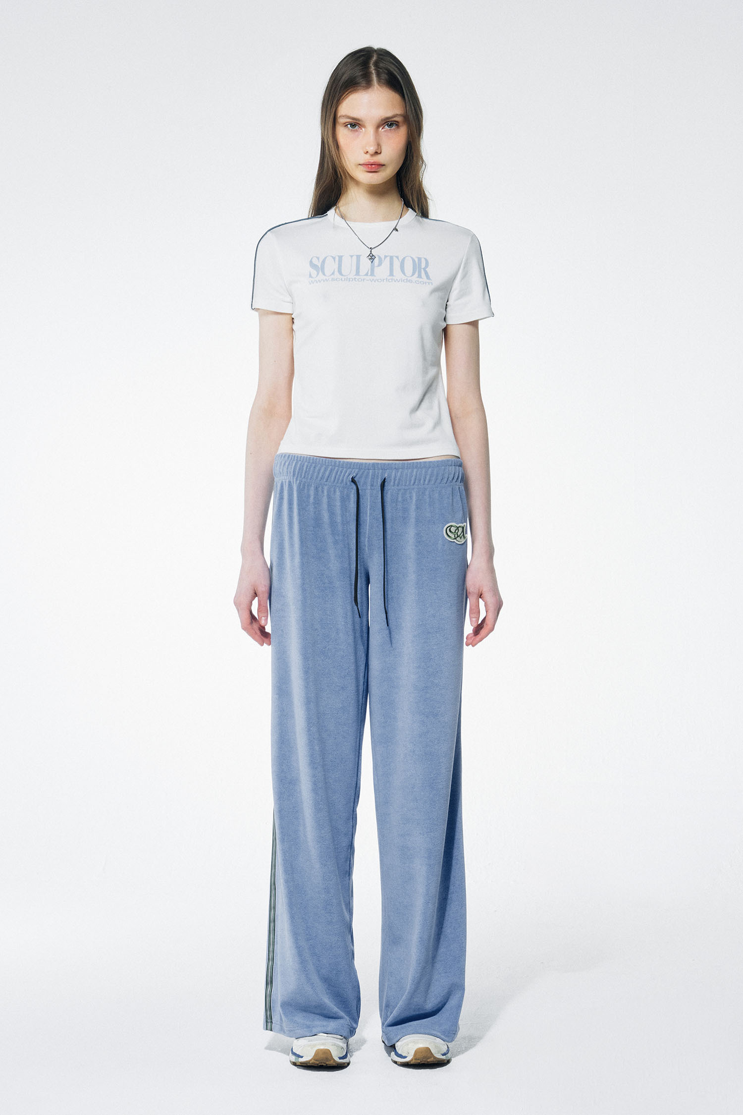 (現貨) SCULPTOR - Classic Logo Piping Crop Top (White)