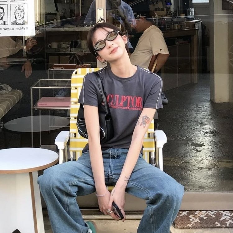 (現貨) SCULPTOR - Classic Logo Piping Crop Top (Charcoal)