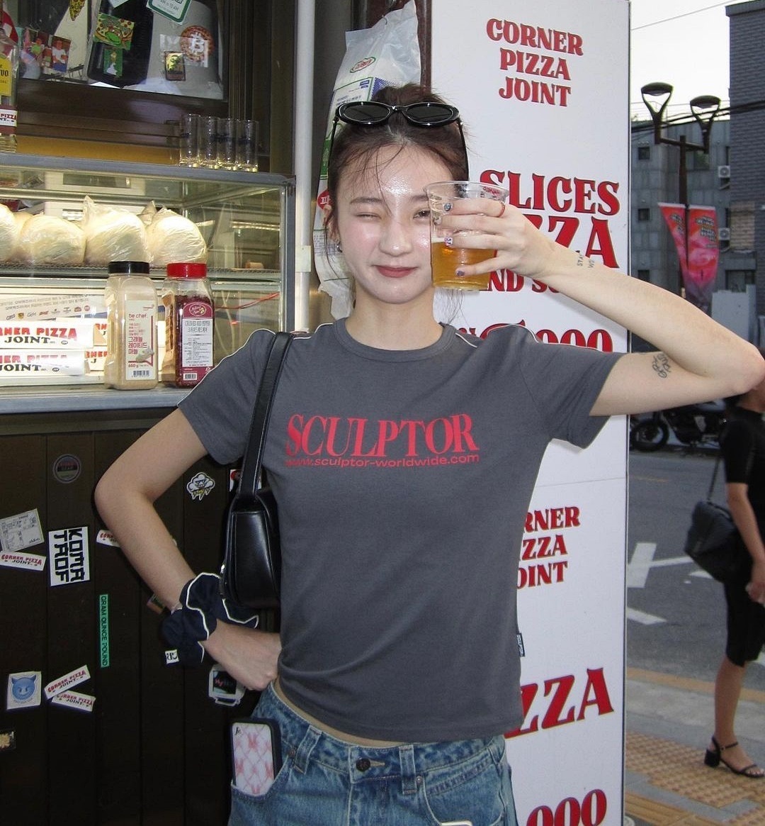 (現貨) SCULPTOR - Classic Logo Piping Crop Top (Charcoal)