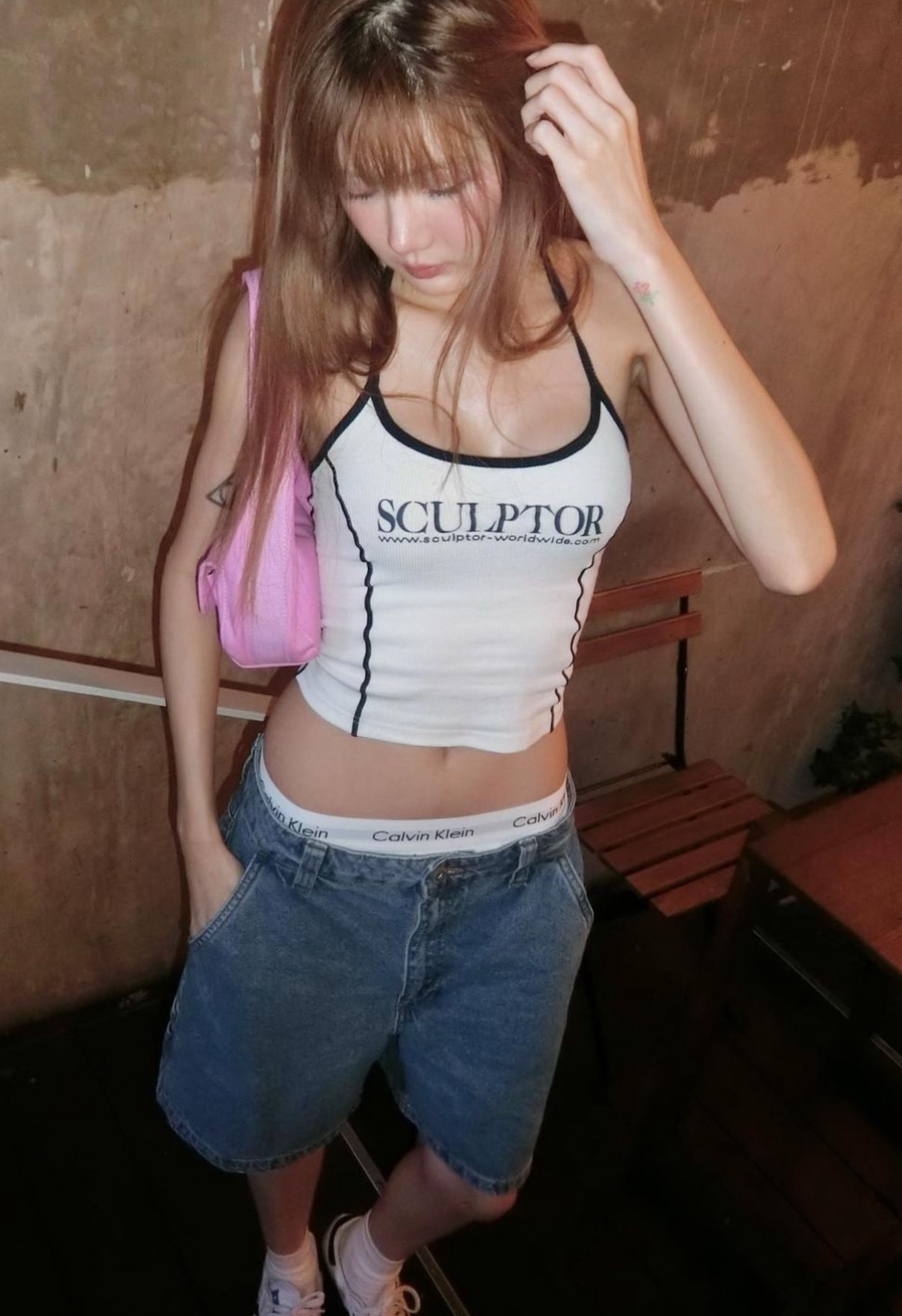 SCULPTOR - Classic Logo Halter Top (White)