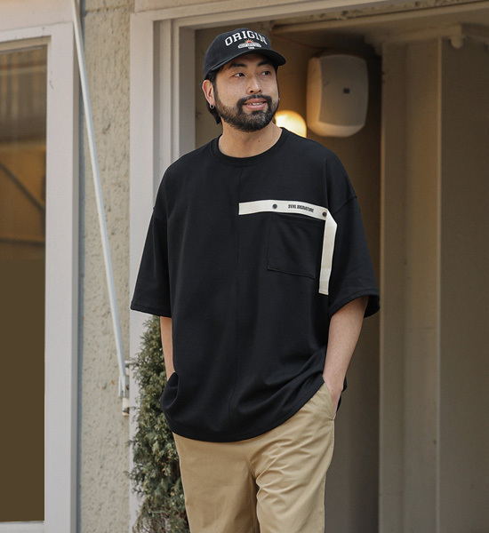 標誌編織帶大碼短袖T恤