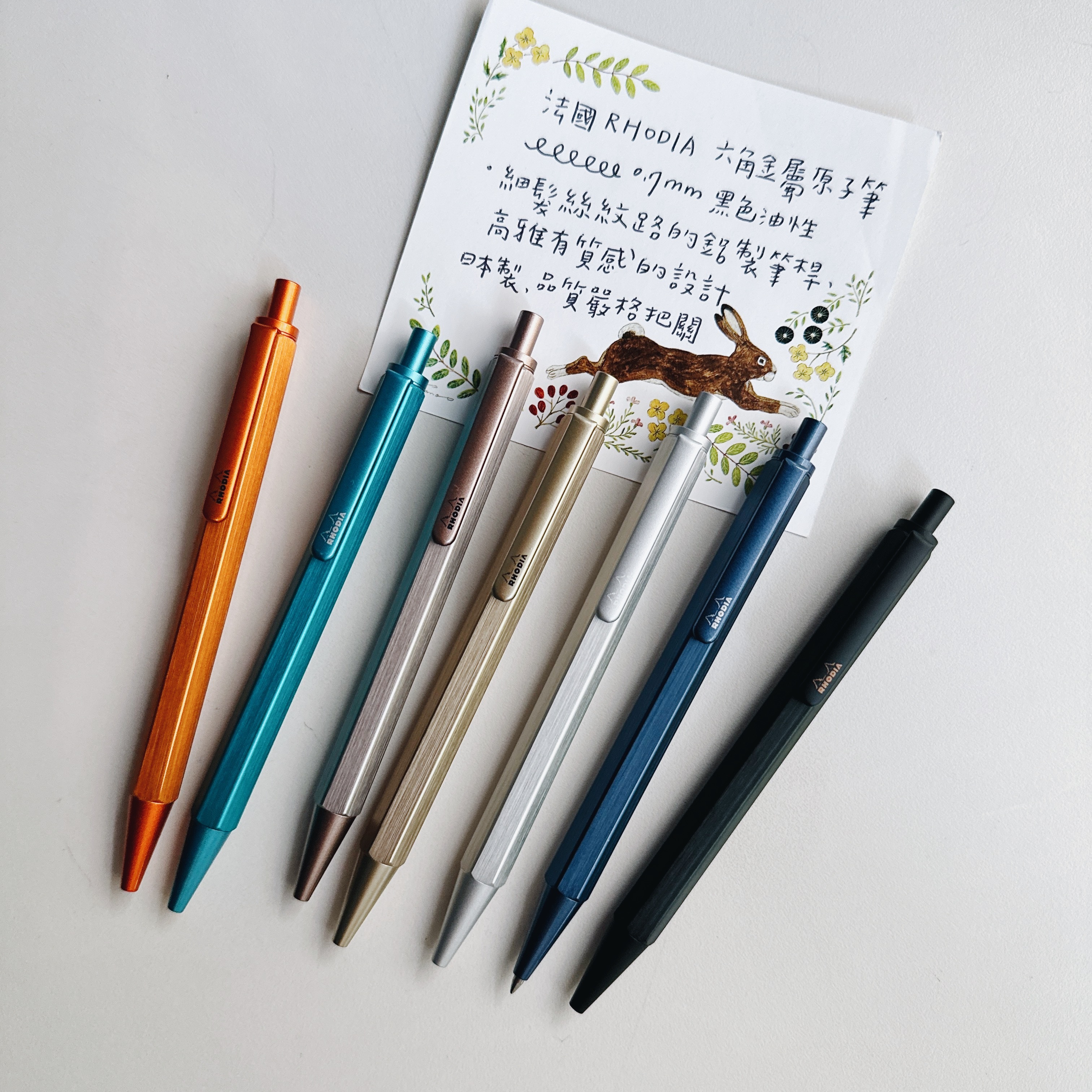 script 0.7 六角金屬原子筆 髮絲紋鋁製筆桿｜法國Rhodia