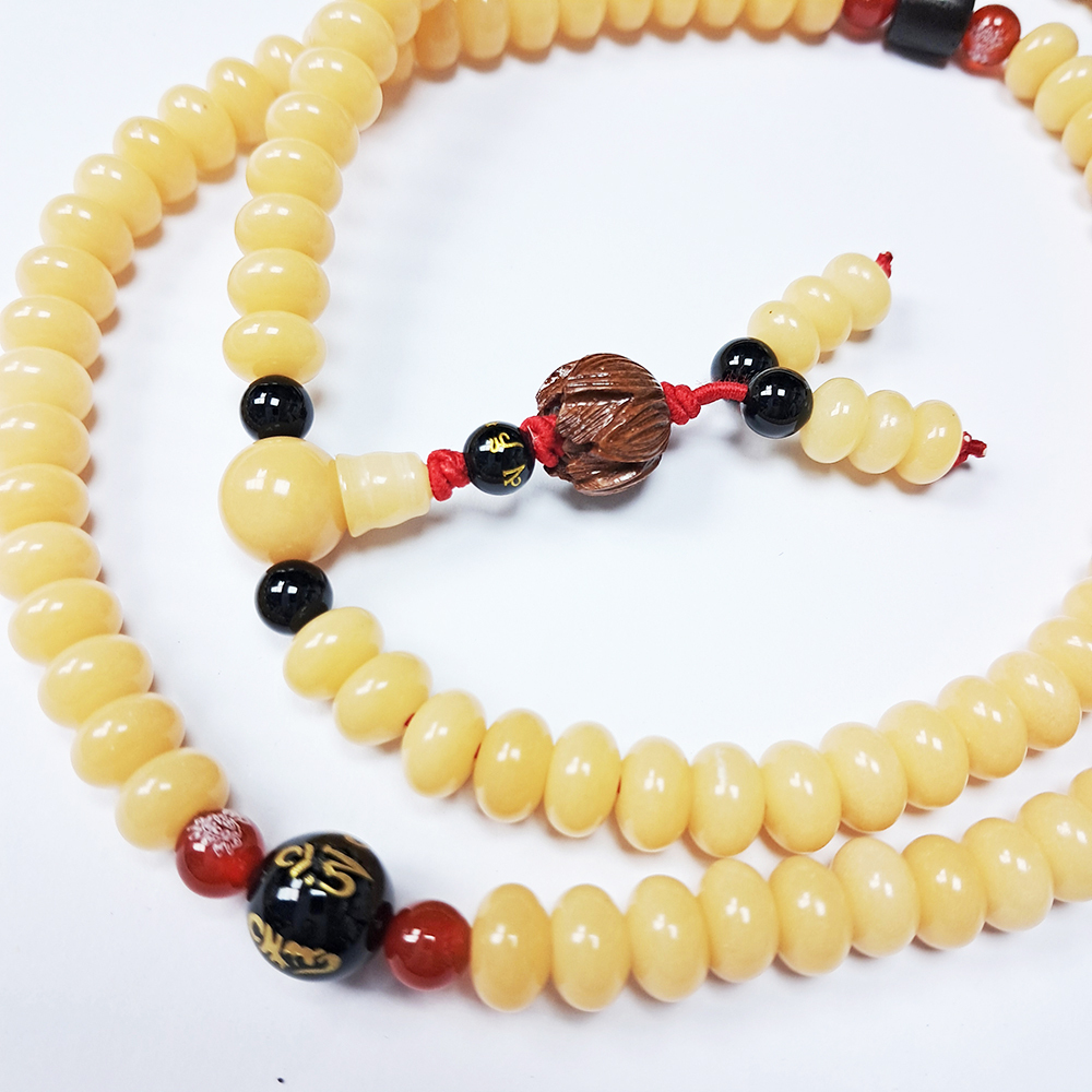 蓮花+菩提根108念珠9*6mm【十方】143231