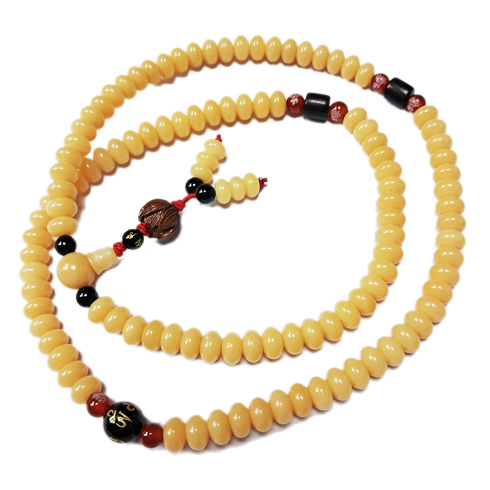 蓮花+菩提根108念珠9*6mm【十方】143231