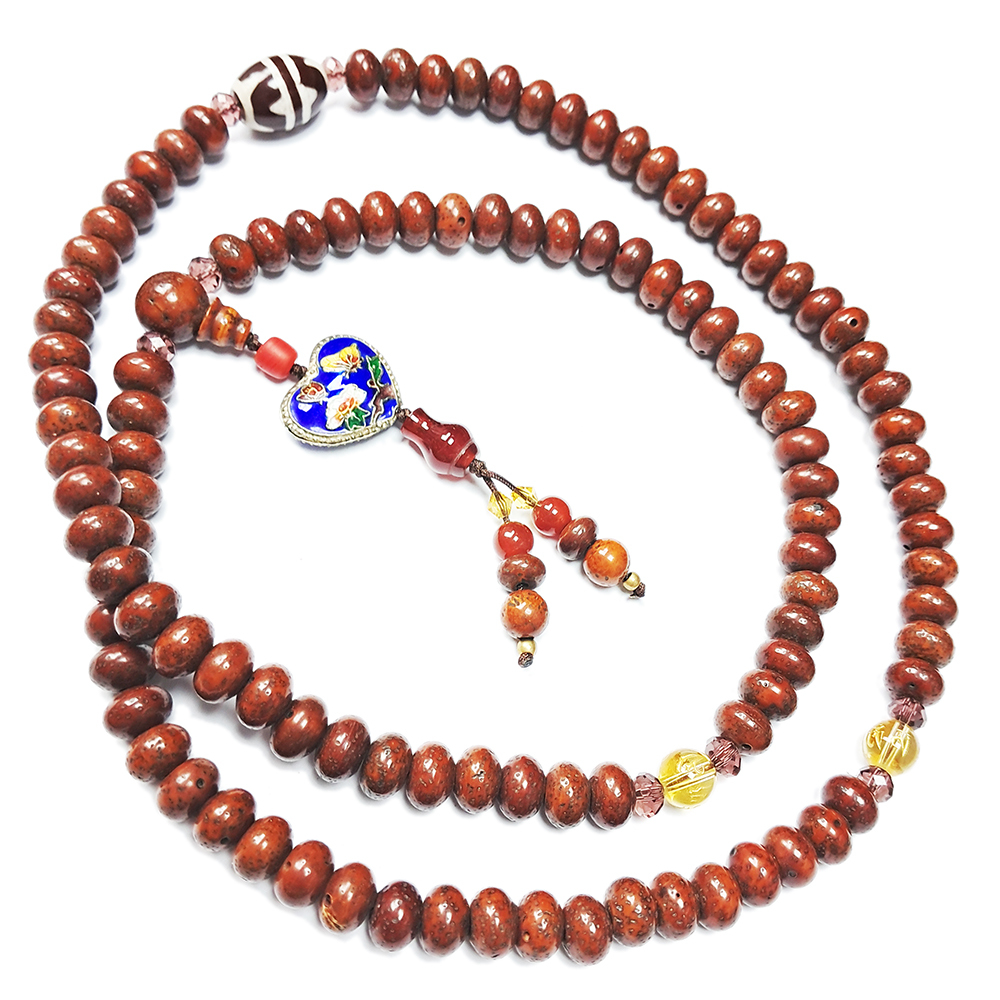 愛心蝴蝶{琺瑯}&老星月菩提108念珠6*8mm【十方】127374