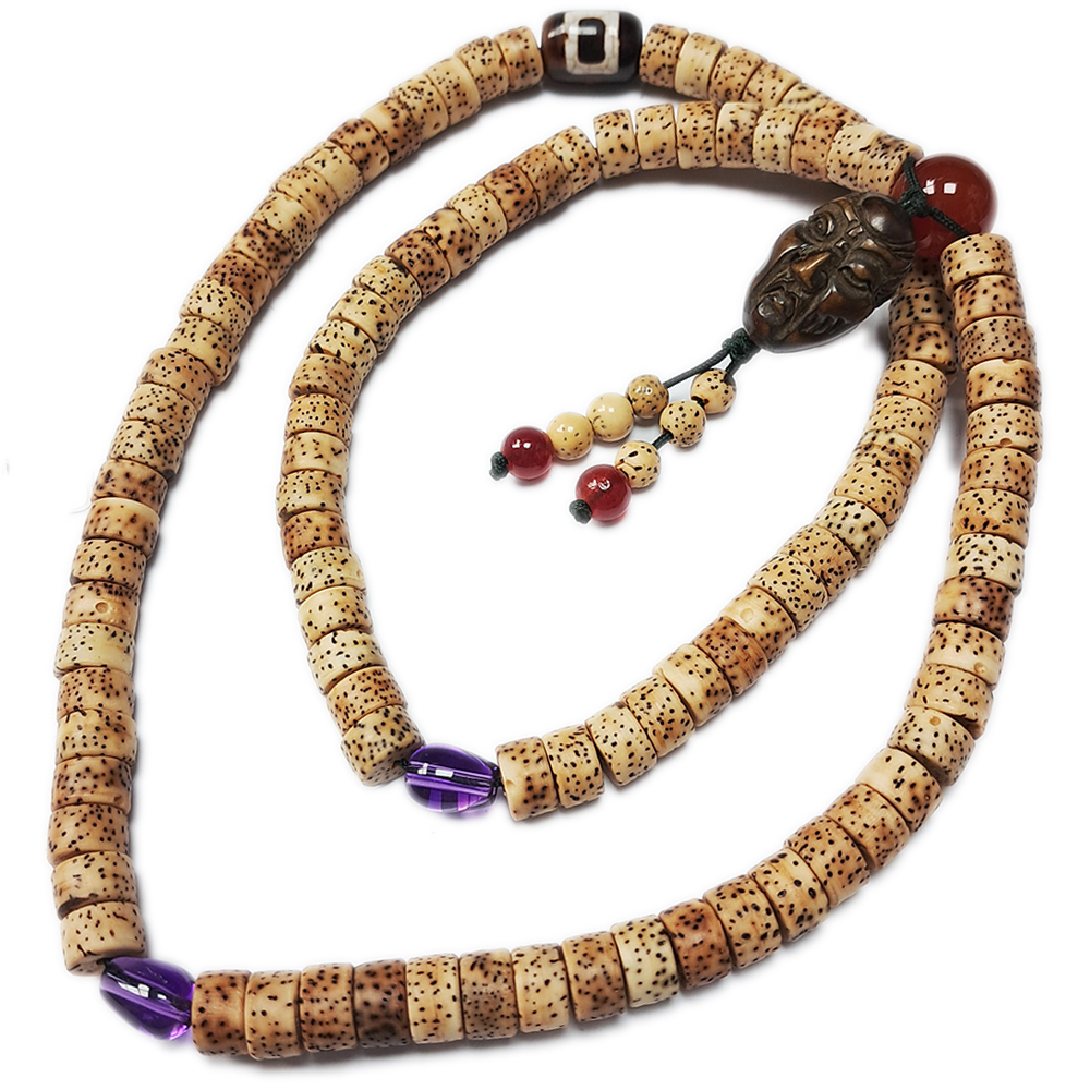 羅漢{黑檀}+天珠+星月菩提108念珠5*8mm【十方】136017