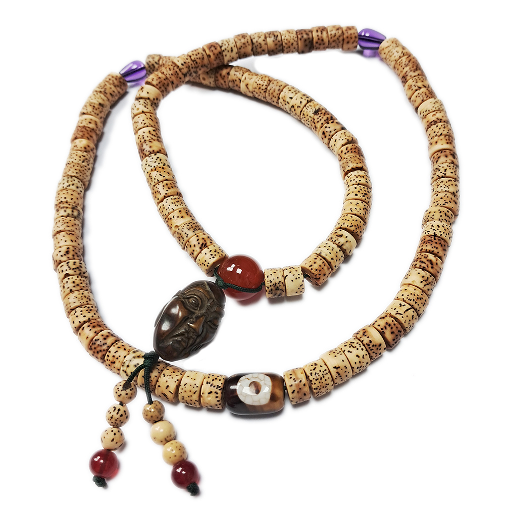 羅漢{黑檀}+天珠+星月菩提108念珠5*8mm【十方】136017