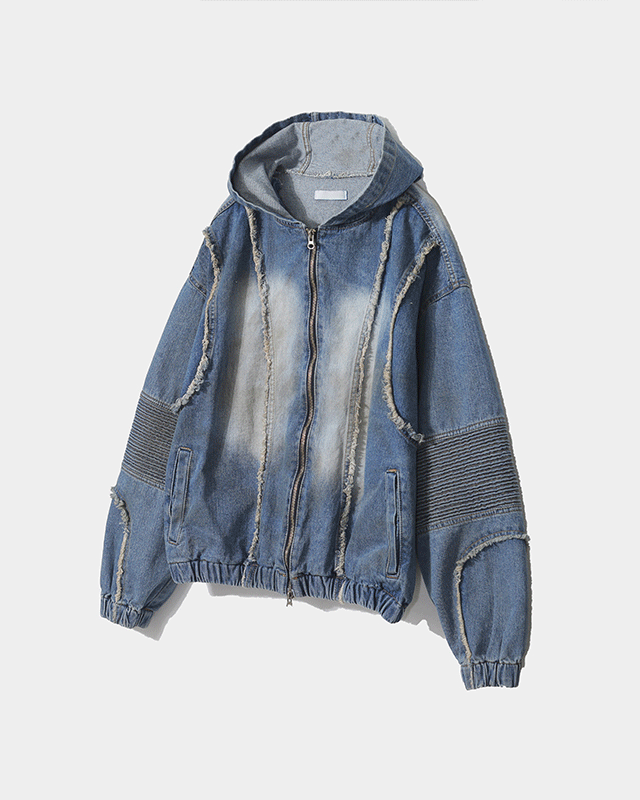 泥漿剪邊牛仔連帽夾克