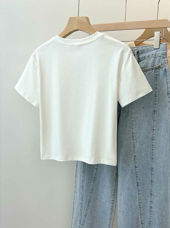 花園裡的兔子可愛短版上衣-一色