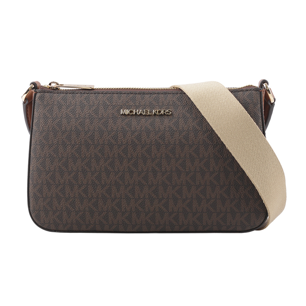 【Michael Kors】金字塗層帆布附小袋三合一斜背包