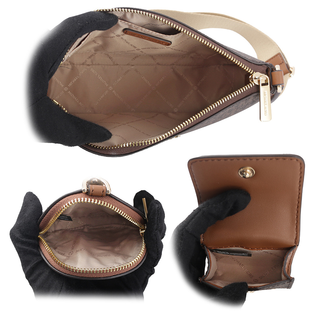 【Michael Kors】金字塗層帆布附小袋三合一斜背包(咖啡色) 35S2GTVC1B BROWN