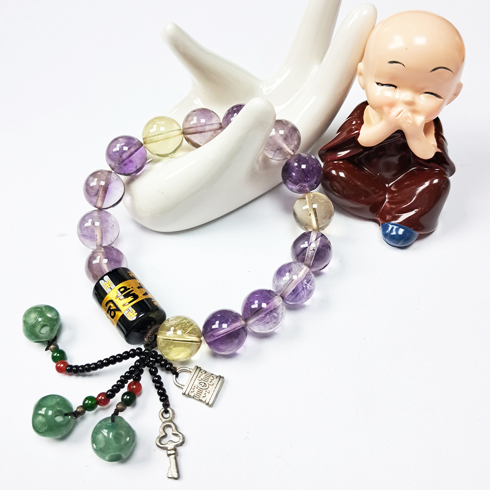 六字真言+紫黃晶手珠11mm【十方】147412