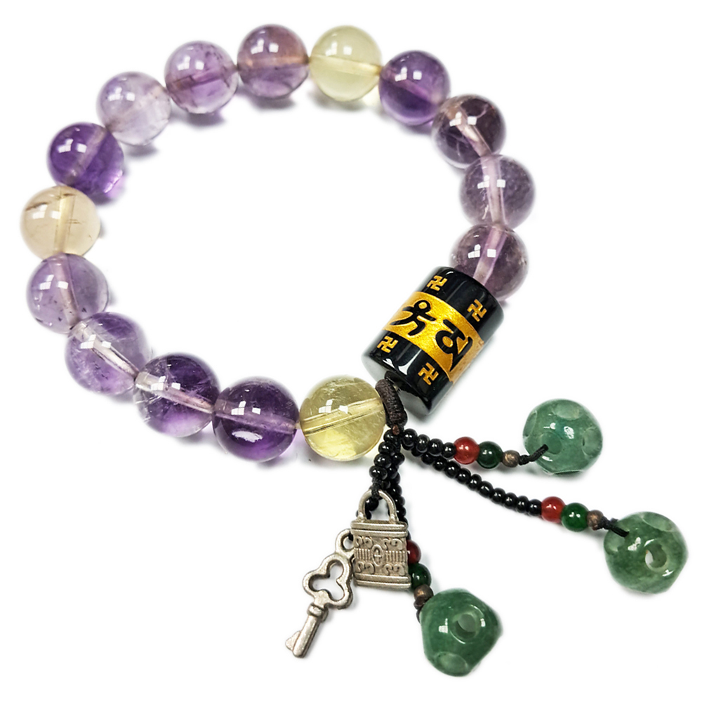 六字真言+紫黃晶手珠11mm【十方】147412