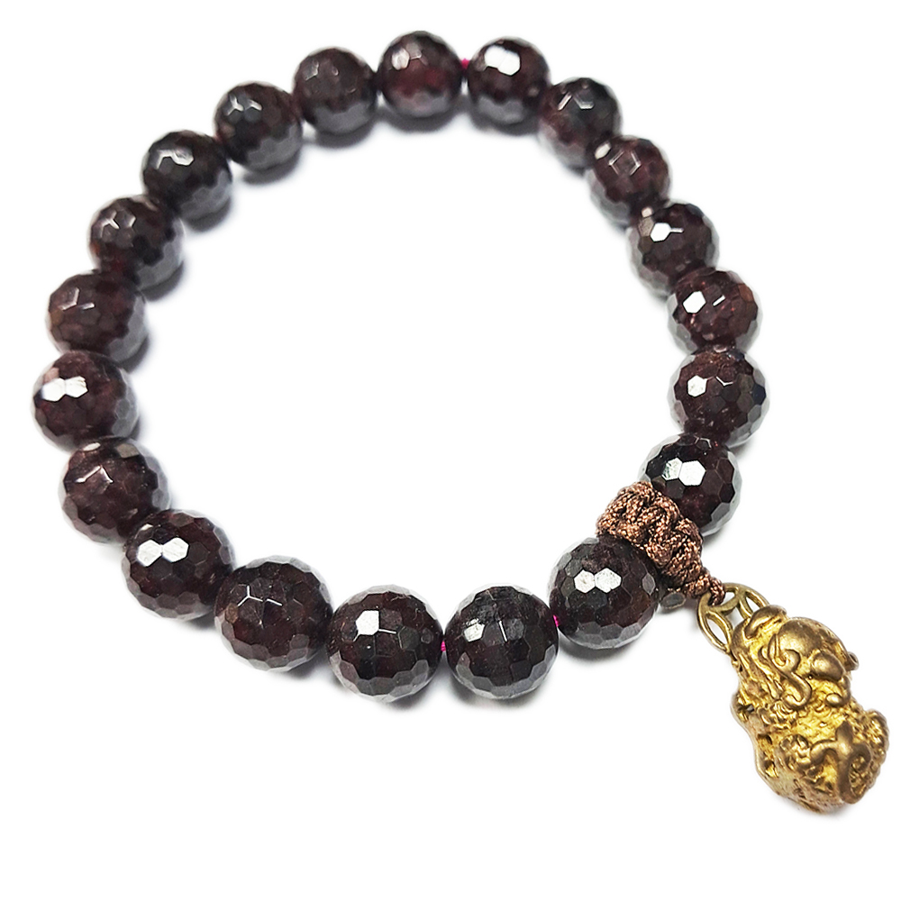 金貔貅&紅石榴{晶鑽}手珠10mm【十方】131962