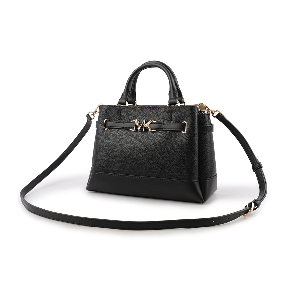 【Michael Kors】MKReed 金色標誌皮帶釦設計小款二用包(黑色) 35S3G6RS1T BLACK