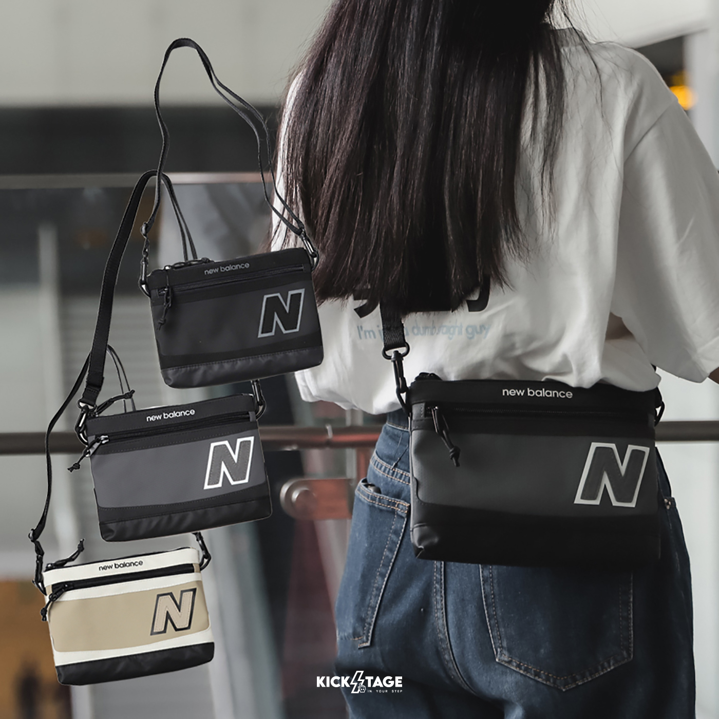 *售出不退換*NEW BALANCE LEGACY SHOULDER BAG 灰黑 黑 奶茶 經典NB 皮革 斜背 側背小包【LAB23106】