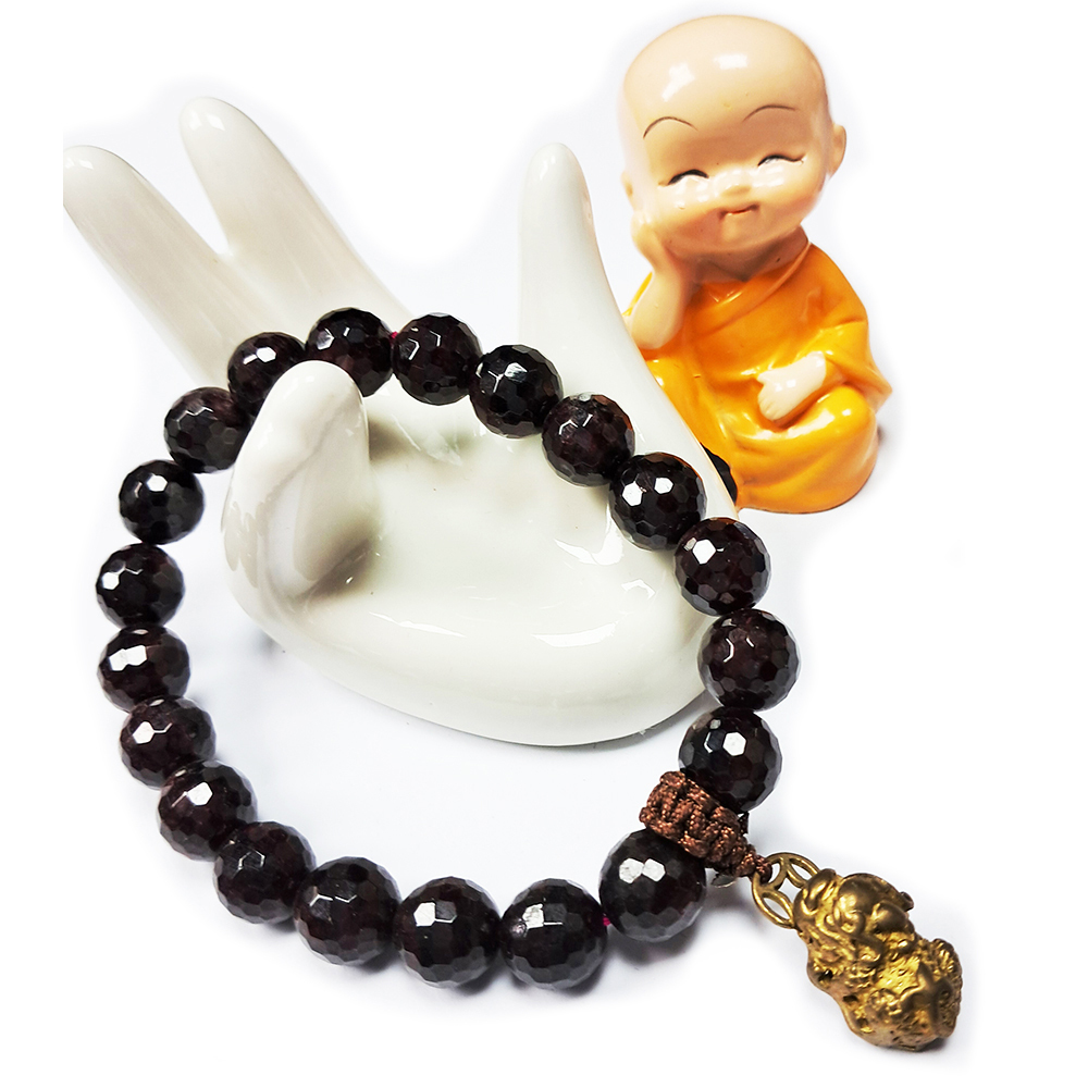 金貔貅&紅石榴{晶鑽}手珠10mm【十方】131962