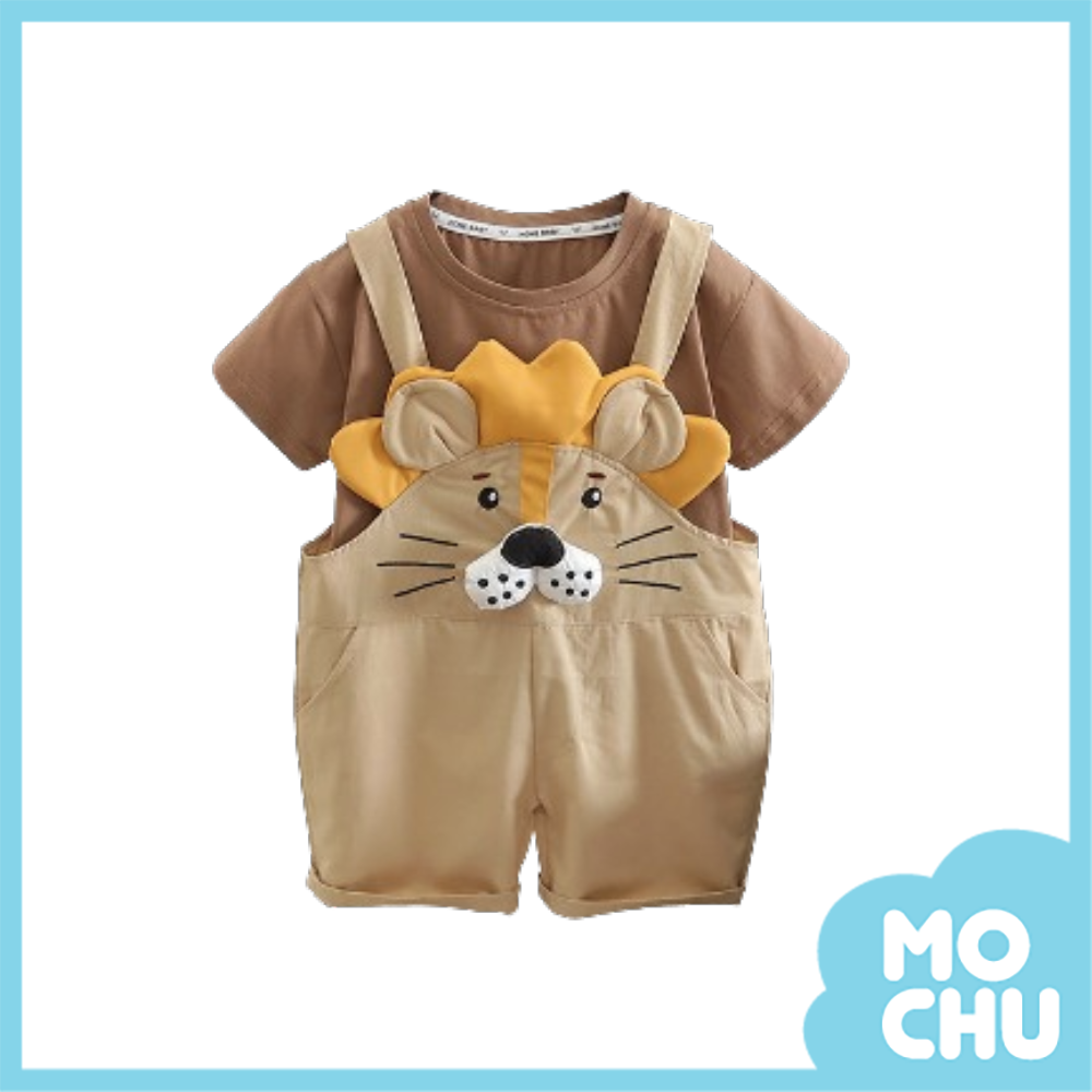 金毛獅王吊帶褲套裝(三色）