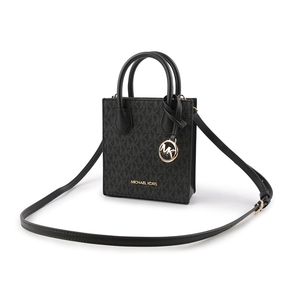 【Michael Kors】Mercer 塗層帆布手提/斜背二用迷你琴譜包(黑色) 35T1GM9C0I BLACK