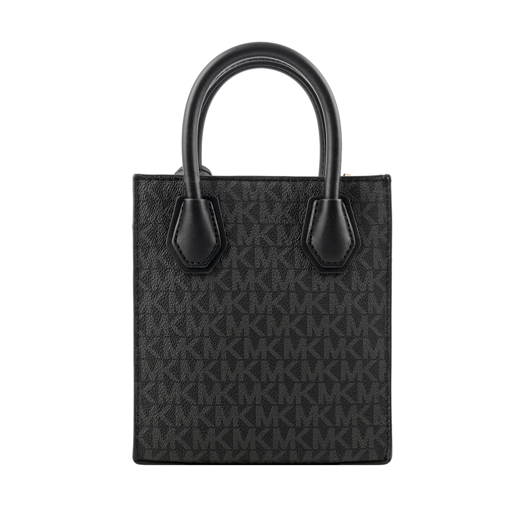 【Michael Kors】Mercer 塗層帆布手提/斜背二用迷你琴譜包(黑色) 35T1GM9C0I BLACK